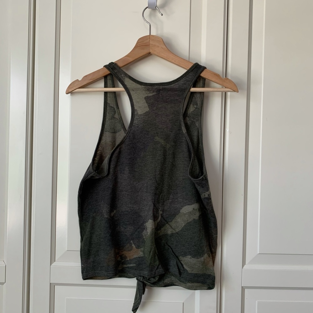 Tie Front Racer Back Tank Top - Picture 2 of 2